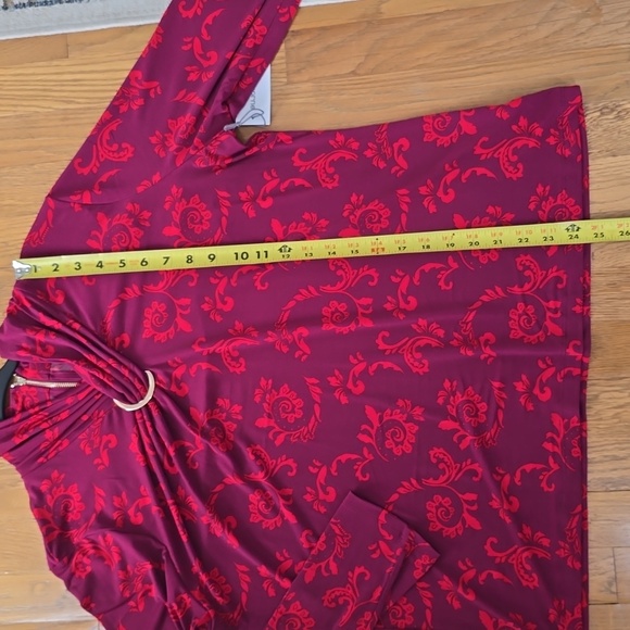 LIZ CLAIBORNE WOMEN'S PETITE LONG SLEEVES MAGENTA FANCY EMBELLISHED BLOUSE PXL - Picture 14 of 16